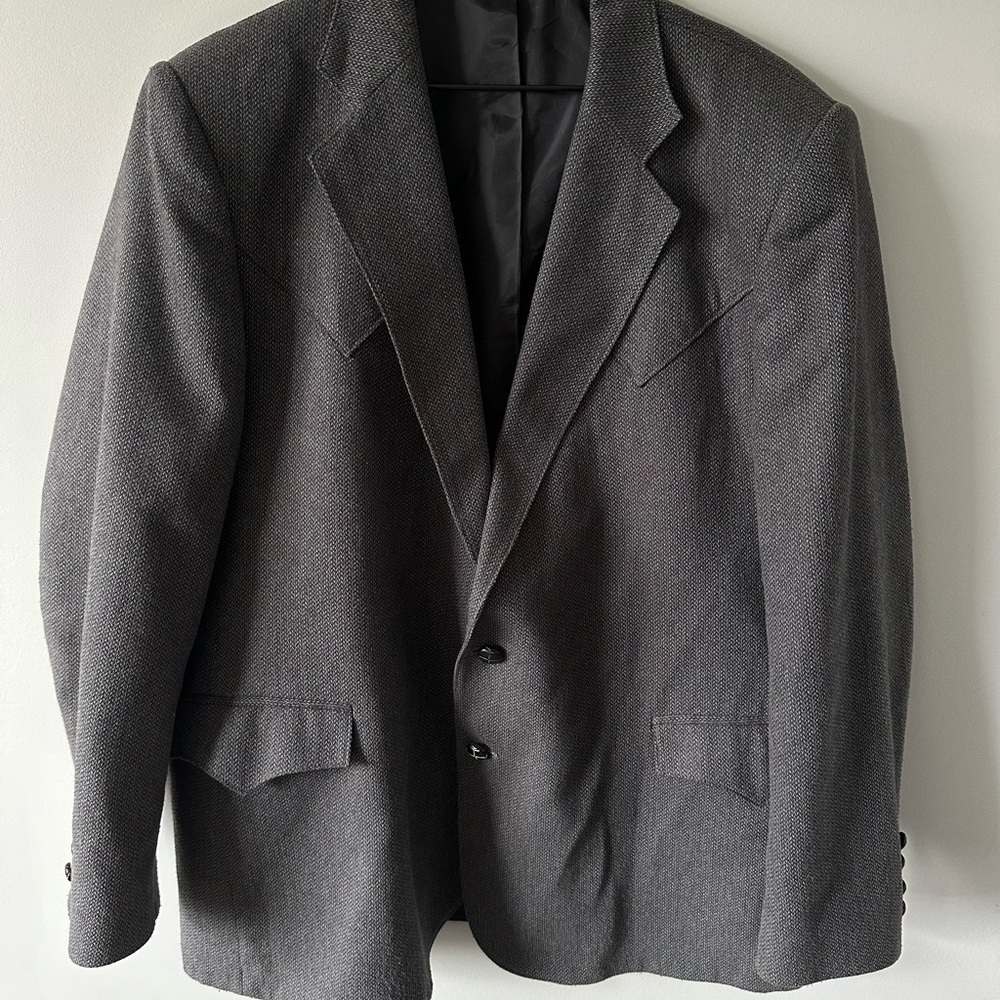 Vintage Grand Entry Western Sport Coat  jacket Men size 48R Grey Pointed Pockets - Picture 2 of 16